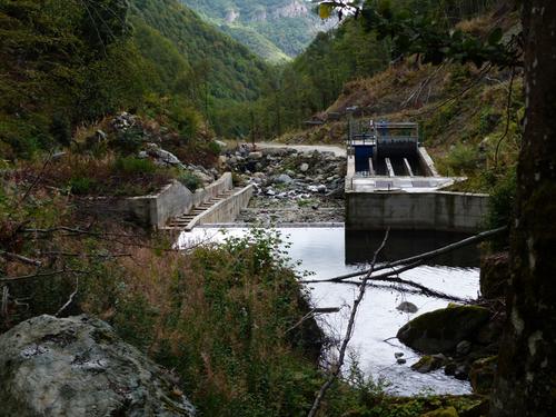 The intake of the Tearce 97 (Bistrica 97) hydropower plant deep in the Shar Mountains