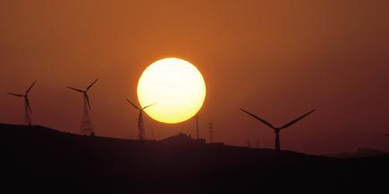 Wind turbines at sunrise