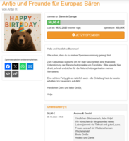 Screenshot of a personal fundraising campaign at EuroNatur.