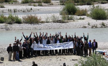 Albanian people demonstrate for the protection of Vjosa River