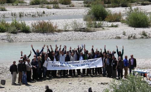 Albanian people demonstrate for the protection of Vjosa River