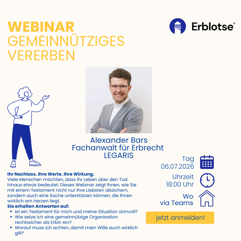 Webinar Erblotse Flyer zum Webinar von Erblotse
