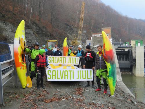 Protest with kayaks and posters