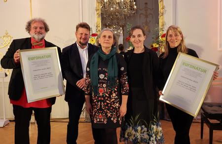 Preisträger mit Thomas Potthast und Anna Wöbse