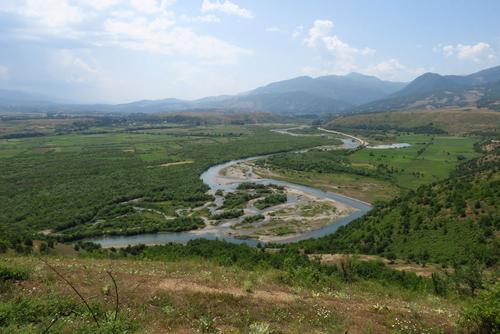 Skavica-Dam area Drin River flows through a natural valley