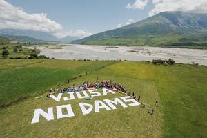 Protest at the banks of the Vjosa