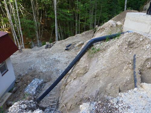 Construction site on a mountain slope