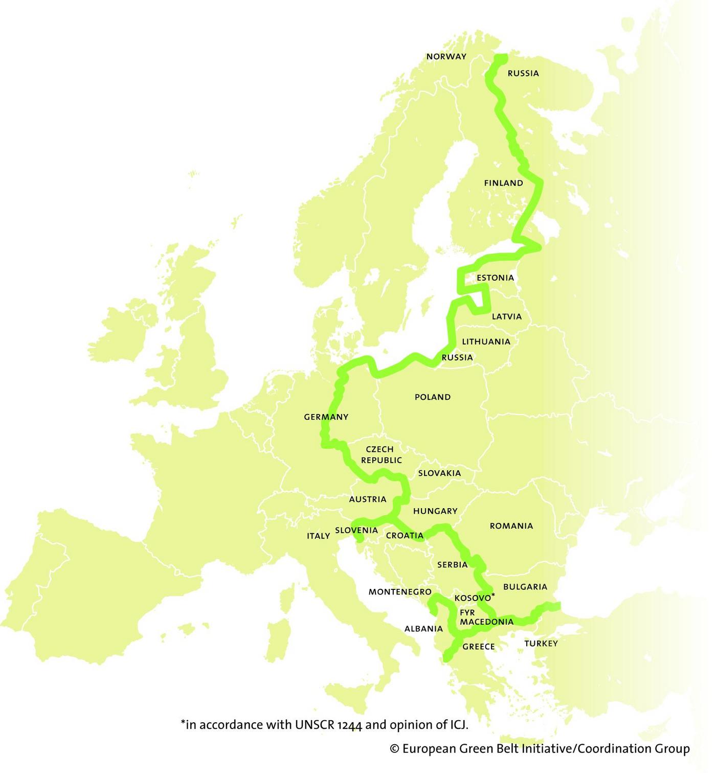 Karte vom Grünen Band Europa