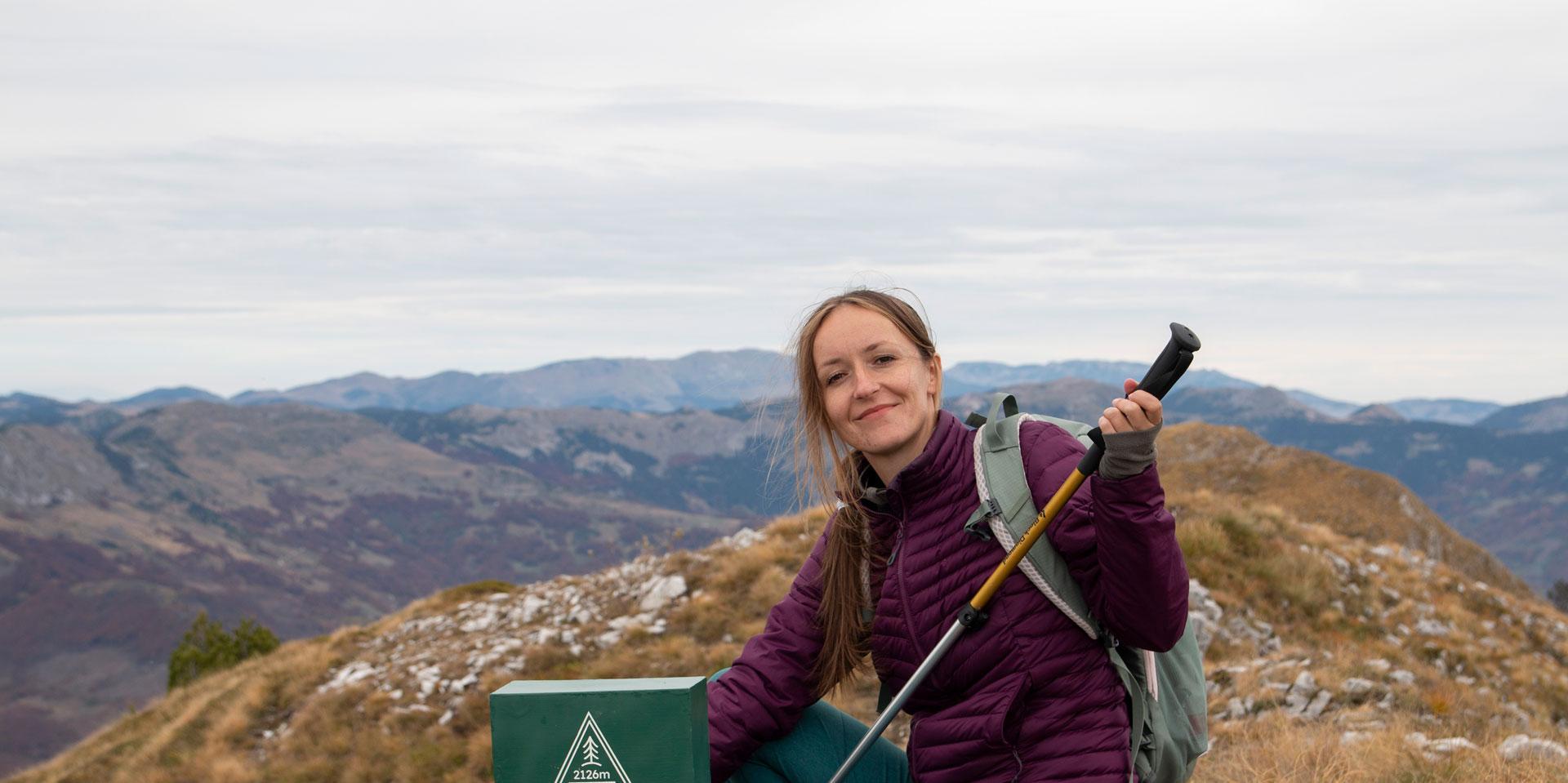 Marija Šoškić Popović on the top of Zeletin mountain