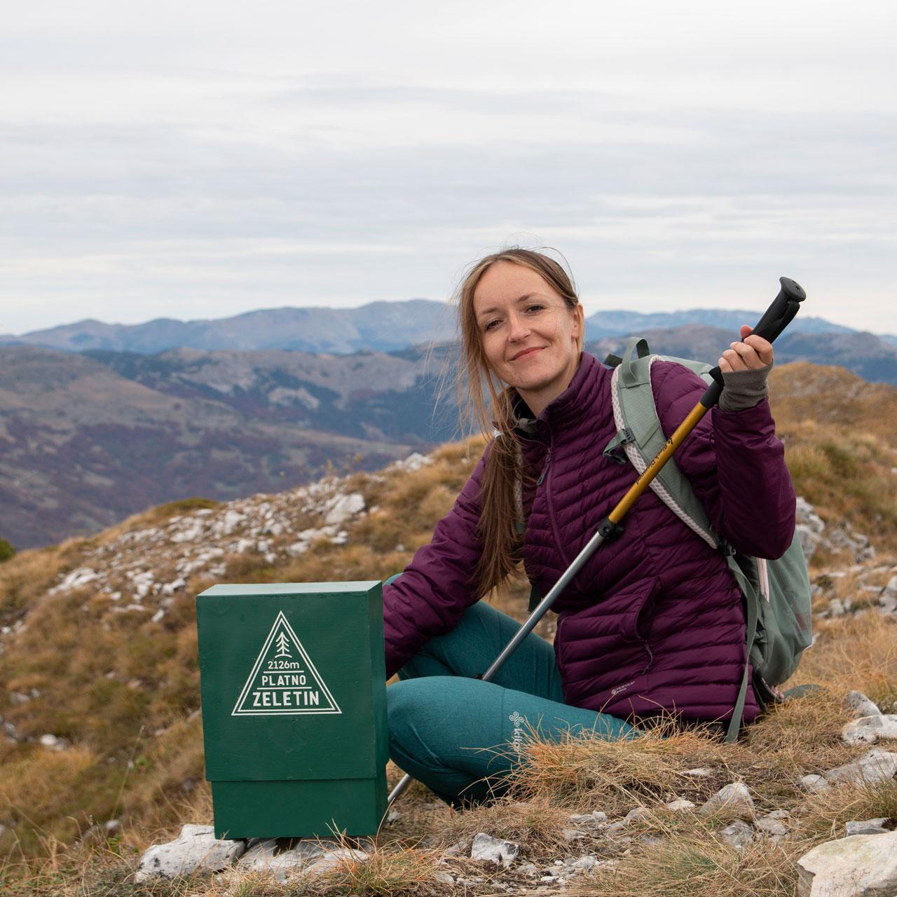 Marija Šoškić Popović on the top of Zeletin mountain