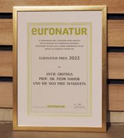 The EuroNatur Award certificate