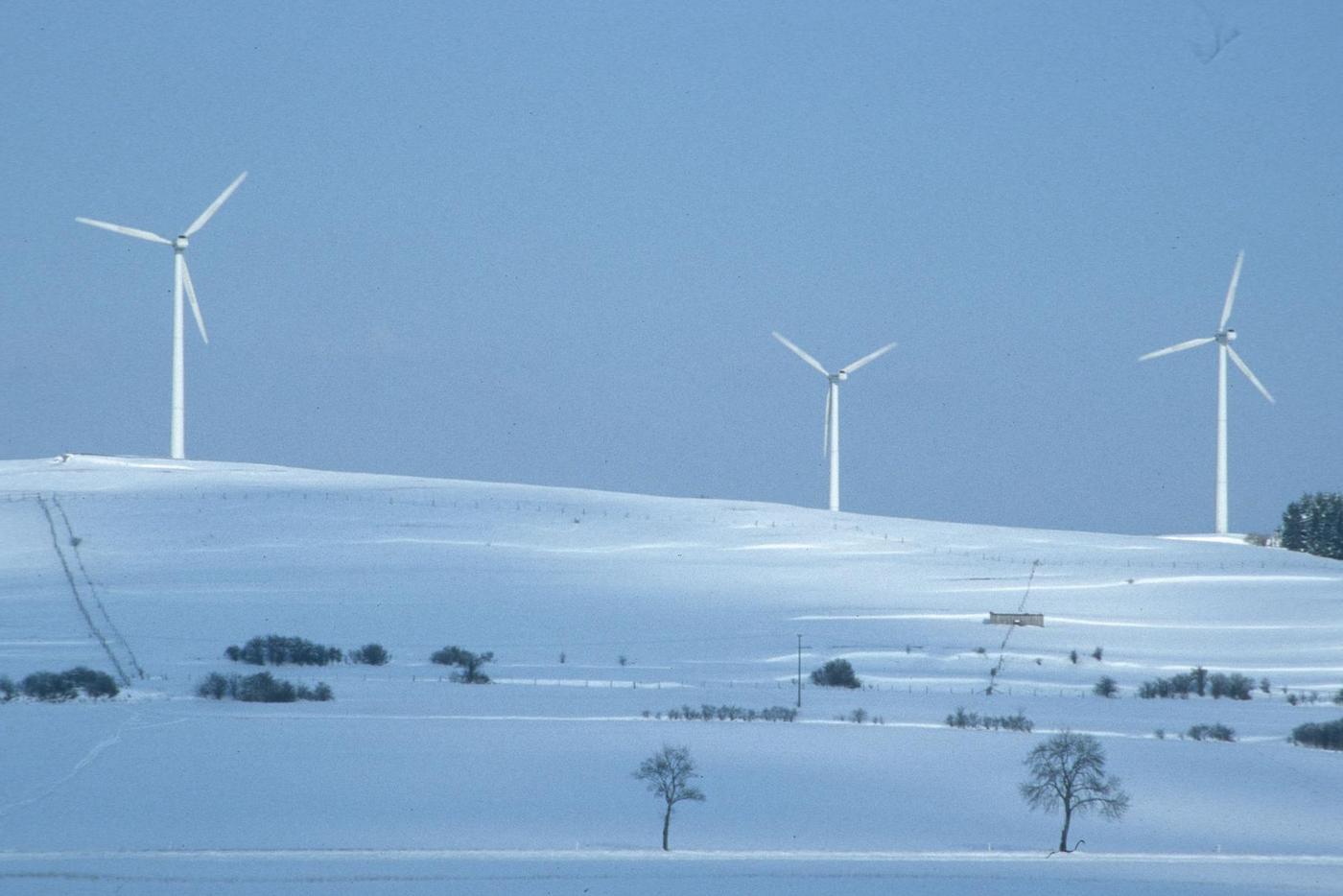 Windräder im Schnee