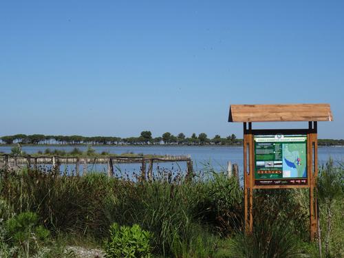 The Karavasta Lagoon with info board