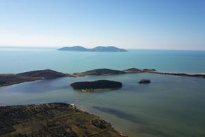 Aerial of the Narta Lagoon in Albania