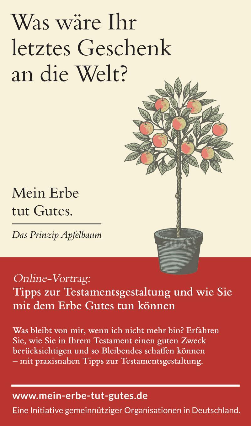 Flyer Vortrag Flyer zum Vortrag Tipps zur Testamentsgestaltung und wie Sie mit dem Erbe Gutes tun können