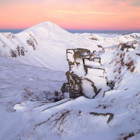 snow in the mountains