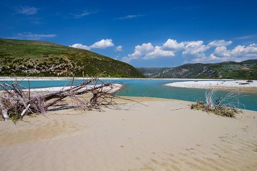 Sandbank at the Vjosa in Albania