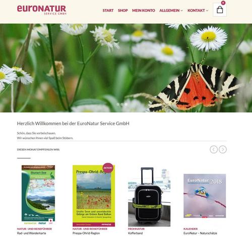 Screenshot der EuroNatur Shop Startseite
