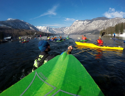 Kayaks on the balkan river