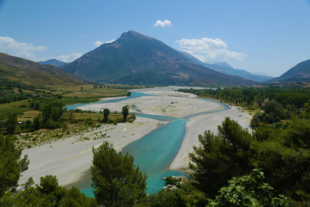 Wild river and gravel banks