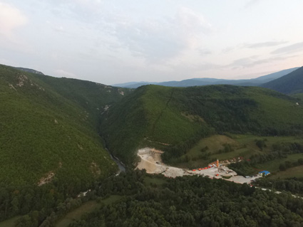 Baustelle Medna Projekt an der Sana, von dem Energieunternehmen Kelag gebaut.