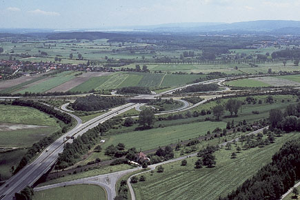 Autobahnkreuz von oben