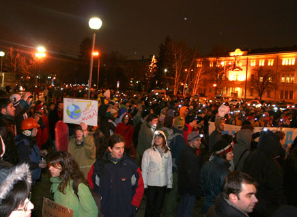 Demonstration auf einem Platz