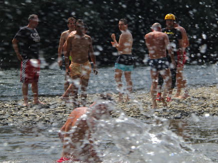 People splashing in the water