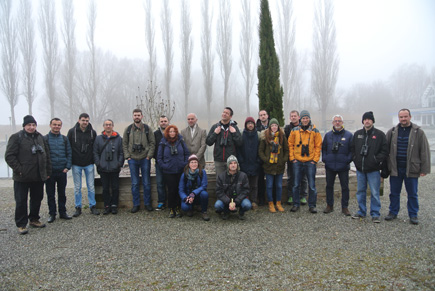 Workshop participants in fog